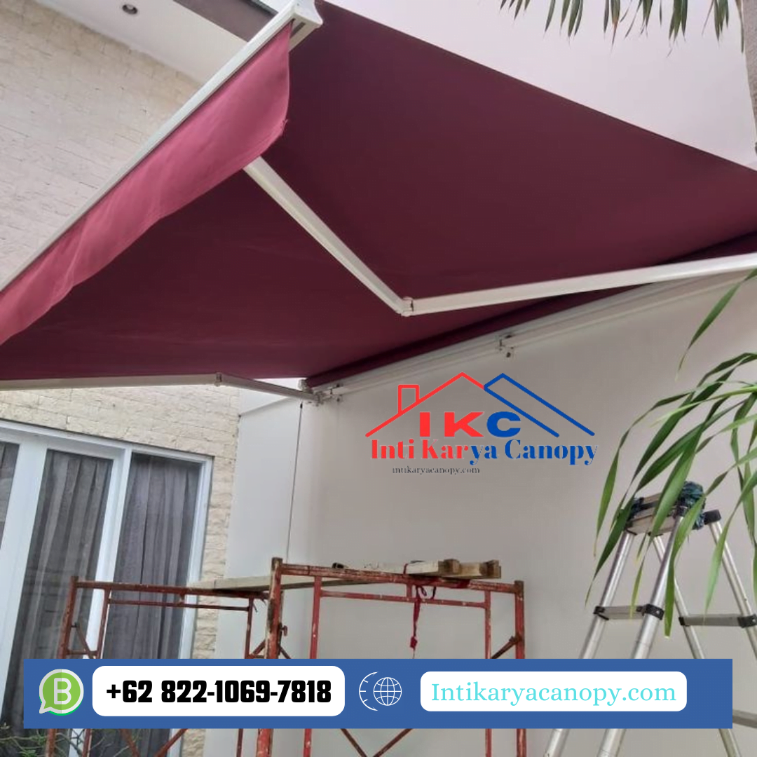 Awning Gulung Berkualitas dengan Rangka Alumunium dan Kain Canvas Import